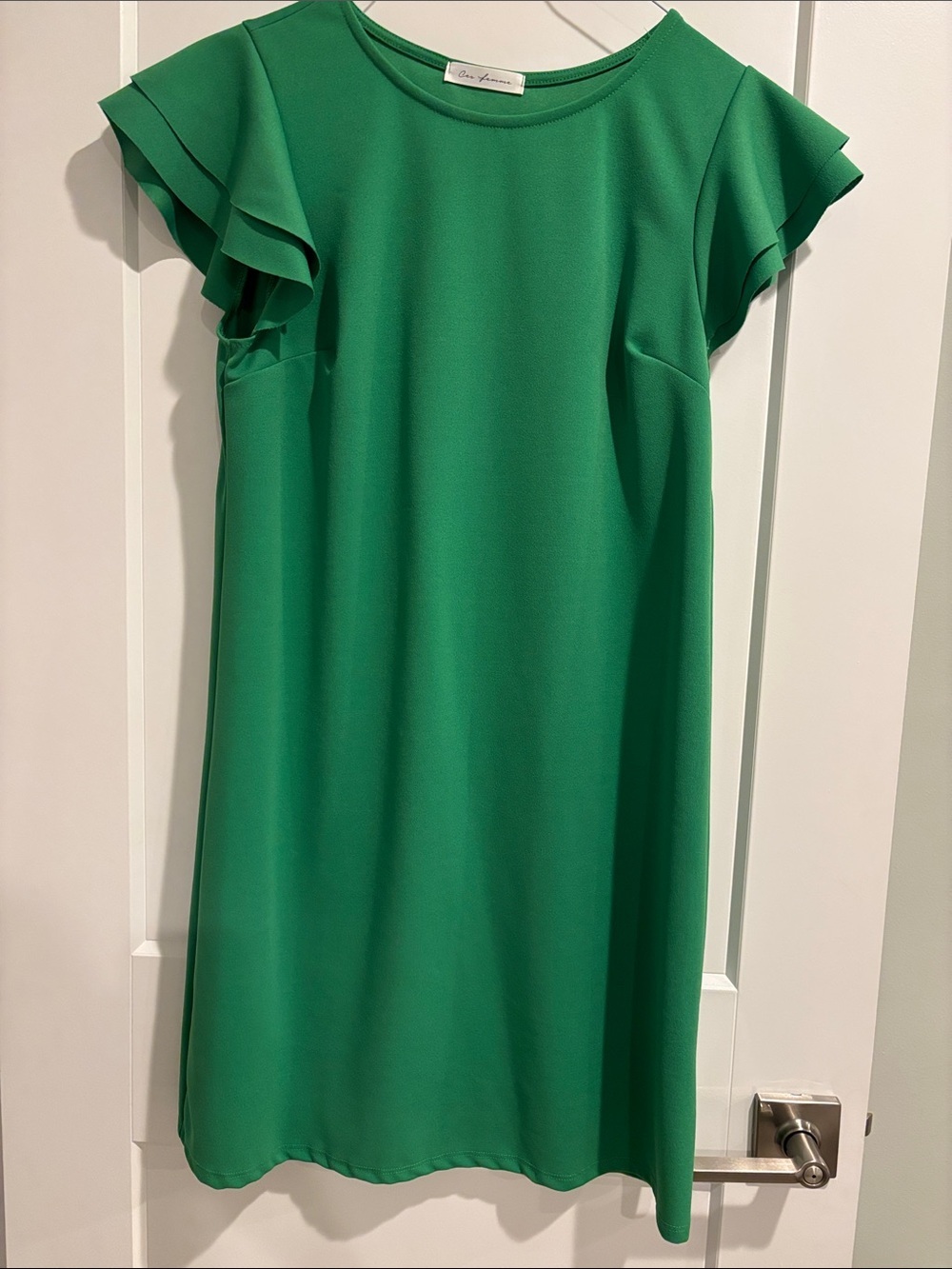 Ces Femme Womens Ruffle Sleeve Short Dress Large